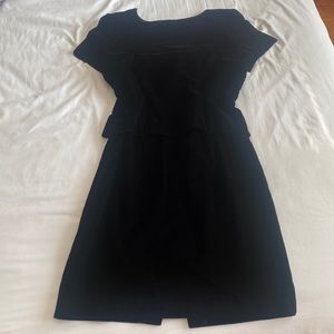 Short sleeve black velvet dress